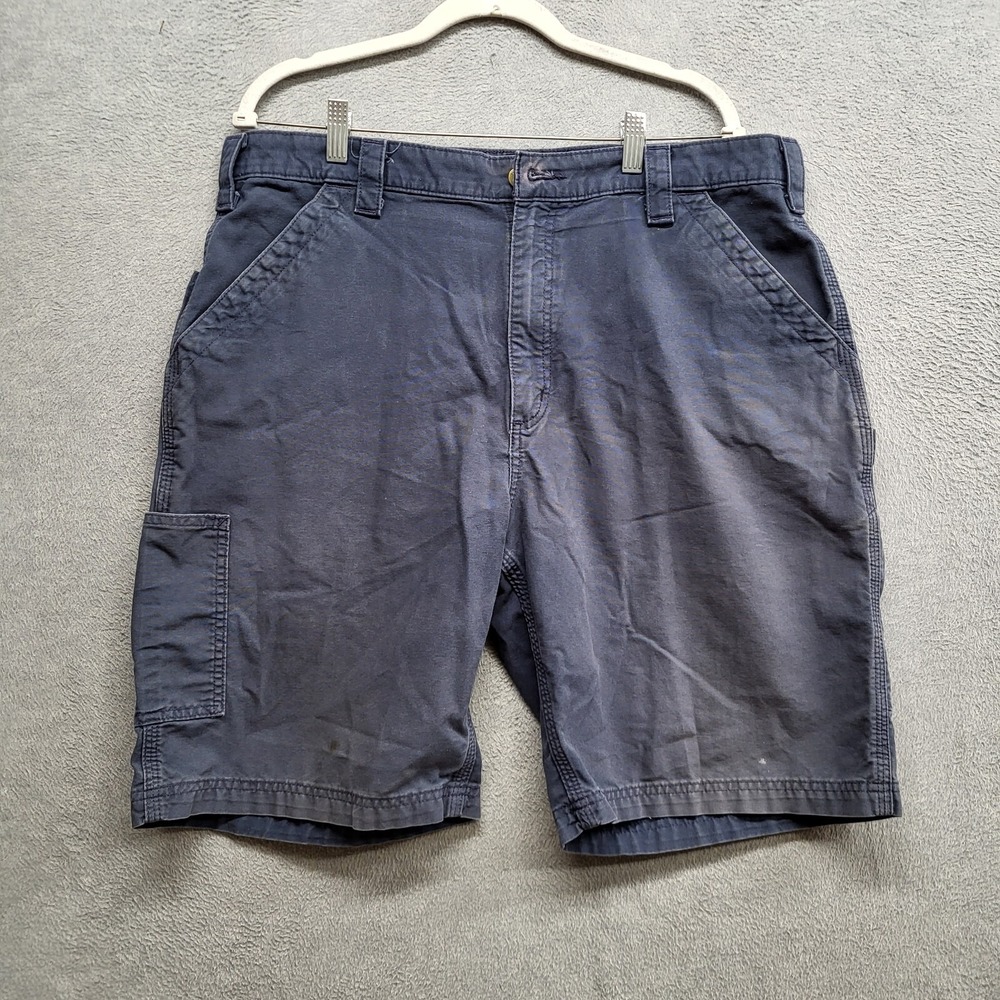 Carhartt Men Shorts 38 Navy Chino Carpenter B147 NVY Logo Original Fit READ